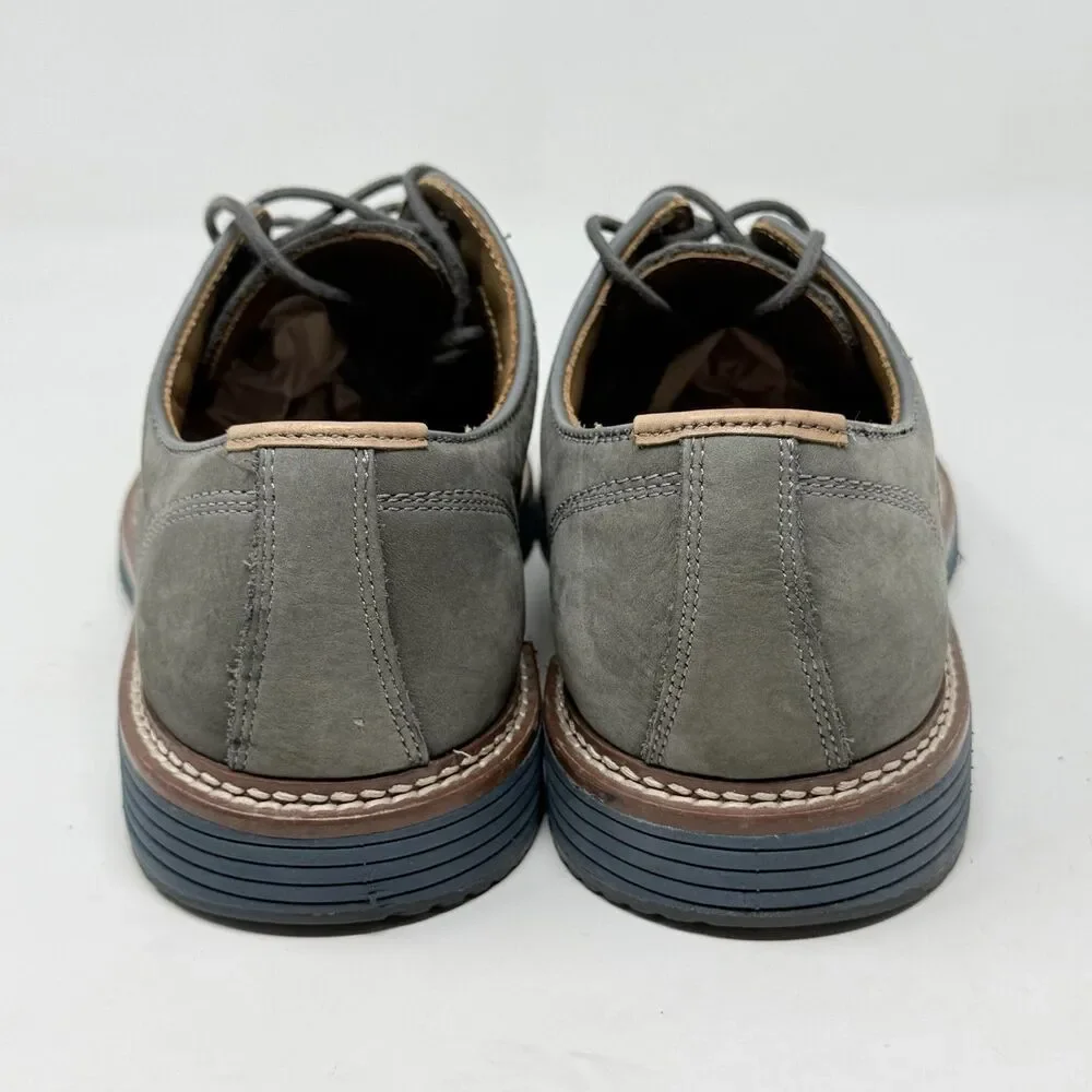 Johnston Murphy Upton Derby Shoes Mens 8.5 M Gray Blue Nubuck Leather Plain Toe